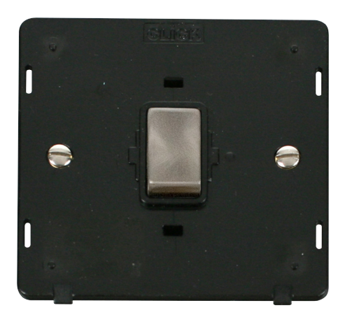 Scolmore SIN722BKBS - INGOT 20A 1 Gang DP Switch Insert - Black / Brushed Stainless Definity Scolmore - Sparks Warehouse