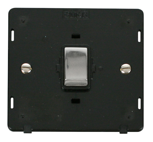 Scolmore SIN722BKCH - INGOT 20A 1 Gang DP Switch Insert - Black / Chrome Definity Scolmore - Sparks Warehouse