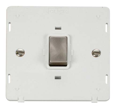 Scolmore SIN722PWBS - INGOT 20A 1 Gang DP Switch Insert - White / Brushed Stainless Definity Scolmore - Sparks Warehouse