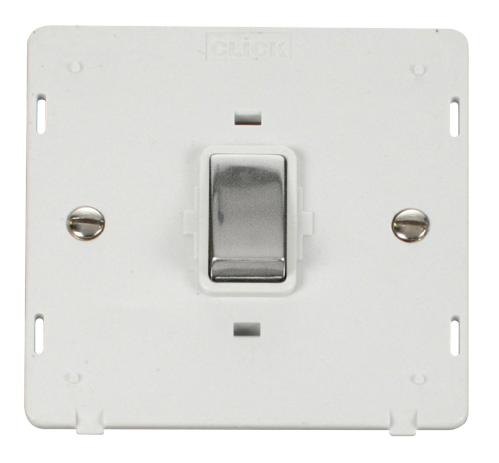 Scolmore SIN722PWCH - INGOT 20A 1 Gang DP Switch Insert - White / Chrome Definity Scolmore - Sparks Warehouse