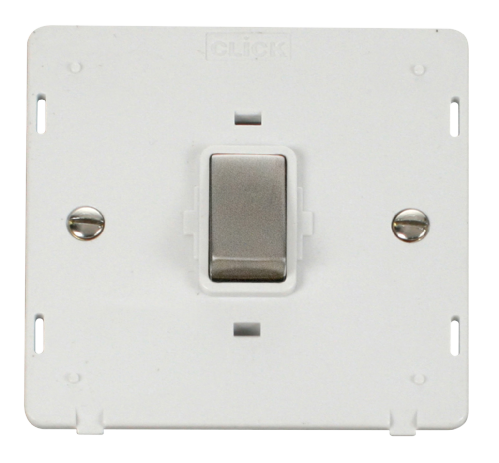 Scolmore SIN722PWSS - INGOT 20A 1 Gang DP Switch Insert - White / Stainless Steel Definity Scolmore - Sparks Warehouse