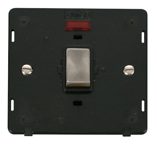 Scolmore SIN723BKBS - INGOT 20A 1 Gang DP Switch With Neon Insert - Black / Brushed Stainless Definity Scolmore - Sparks Warehouse