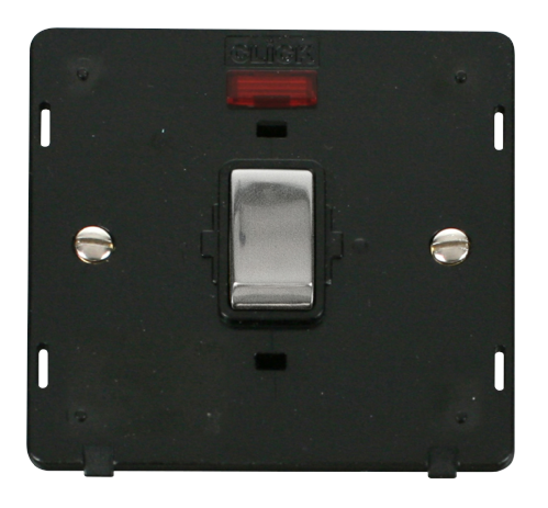 Scolmore SIN723BKCH - INGOT 20A 1 Gang DP Switch With Neon Insert - Black / Chrome Definity Scolmore - Sparks Warehouse