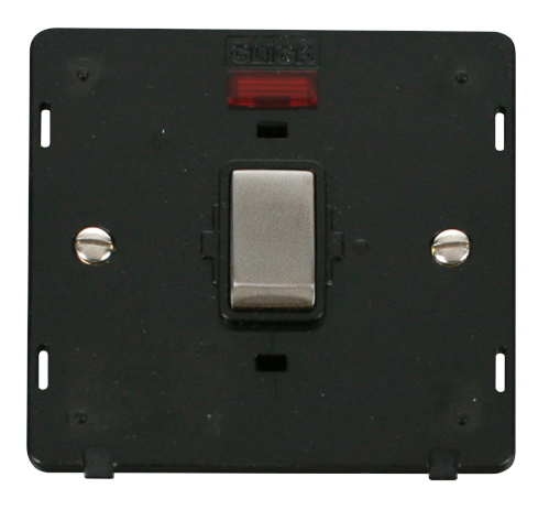 Scolmore SIN723BKSS - INGOT 20A 1 Gang DP Switch With Neon Insert - Black / Stainless Steel Definity Scolmore - Sparks Warehouse