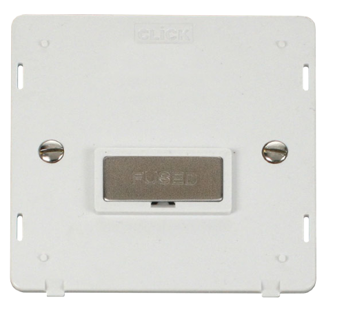 Scolmore SIN750PWSS - INGOT 13A Fused Connection Unit Insert - White / Stainless Steel Definity Scolmore - Sparks Warehouse