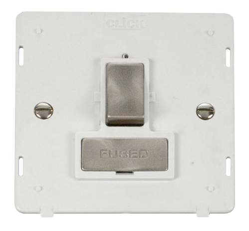 Scolmore SIN751PWBS - INGOT 13A Fused Switched Connection Unit Insert - White / B. Stainless Definity Scolmore - Sparks Warehouse