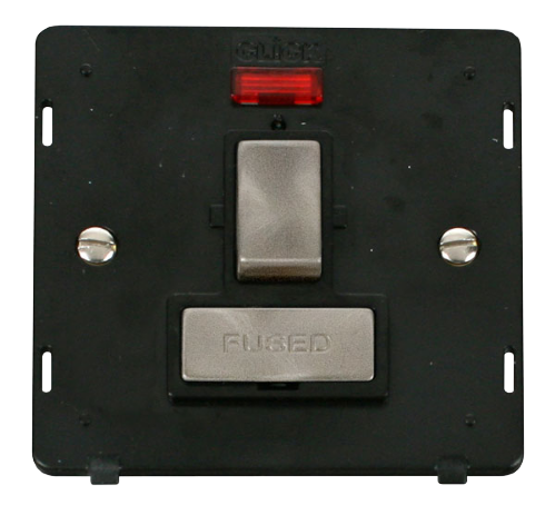 Scolmore SIN752BKBS - INGOT 13A Fused Sw. Conn. Unit Insert + Neon - Black / Br. Stainless Definity Scolmore - Sparks Warehouse