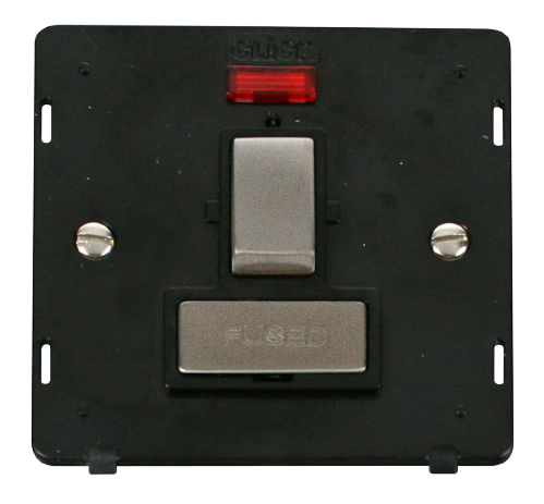 Scolmore SIN752BKSS - INGOT 13A Fused Sw. Conn. Unit Insert + Neon - Black / Stainless Steel Definity Scolmore - Sparks Warehouse