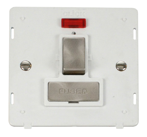 Scolmore SIN752PWBS - INGOT 13A Fused Sw. Conn. Unit Insert + Neon - White / Br. Stainless Definity Scolmore - Sparks Warehouse