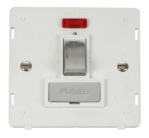 Scolmore SIN752PWCH - INGOT 13A Fused Sw. Conn. Unit Insert + Neon - White / Chrome Definity Scolmore - Sparks Warehouse