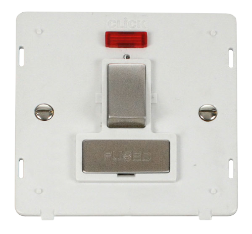 Scolmore SIN752PWSS - INGOT 13A Fused Sw. Conn. Unit Insert + Neon - White / Stainless Steel Definity Scolmore - Sparks Warehouse