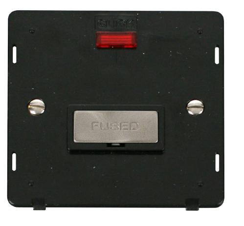 Scolmore SIN753BKBS - INGOT 13A Fused Conn. Unit Insert + Neon - Black / Brushed Stainless Definity Scolmore - Sparks Warehouse