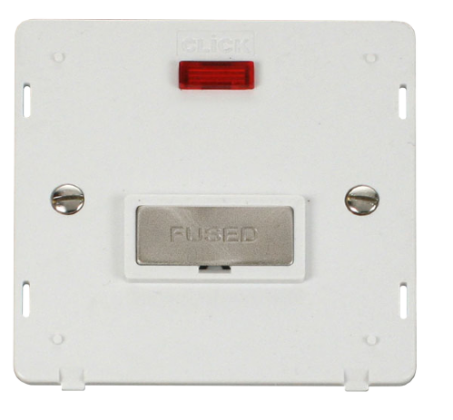 Scolmore SIN753PWBS - INGOT 13A Fused Conn. Unit Insert + Neon - White / Brushed Stainless Definity Scolmore - Sparks Warehouse
