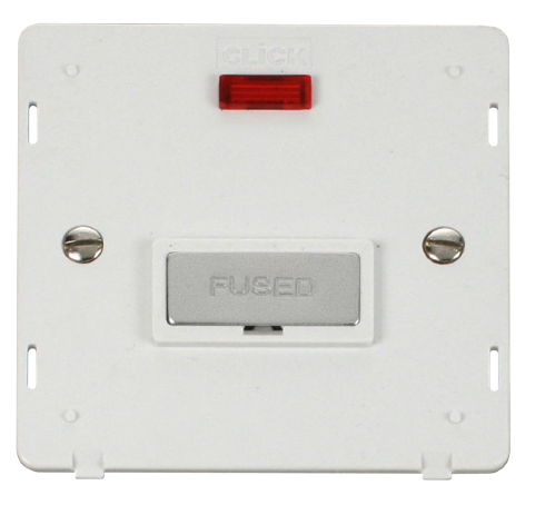 Scolmore SIN753PWCH - INGOT 13A Fused Conn. Unit Insert + Neon - White / Chrome Definity Scolmore - Sparks Warehouse