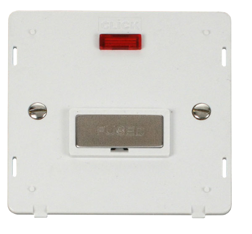 Scolmore SIN753PWSS - INGOT 13A Fused Conn. Unit Insert + Neon - White / Stainless Steel Definity Scolmore - Sparks Warehouse