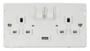 Scolmore SIN770PW - 13A 2G Switched Socket With 2.1A USB Outlet (Twin Earth) Insert - White Definity Scolmore - Sparks Warehouse