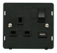 Scolmore SIN771UBK - 13A 1G Switched Socket With 2.1A USB Outlet Insert - Black Definity Scolmore - Sparks Warehouse