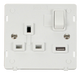 Scolmore SIN771PW - 13A 1G Switched Socket With 2.1A USB Outlet Insert - White Definity Scolmore - Sparks Warehouse