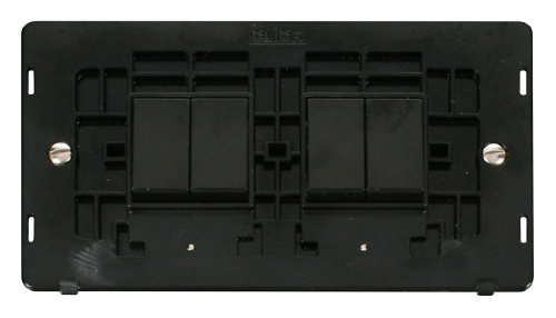 Scolmore SINBK-SMART4 - 2G Insert 2 x 2 Apertures Supplied With 4 x 10AX 2 Way Retractive Switch Modules - Black Definity Scolmore - Sparks Warehouse