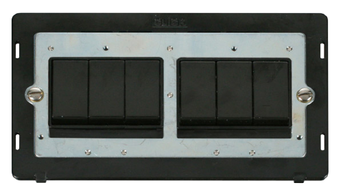 Scolmore SINBK-SMART6 - 2G Insert 2 x 3 Apertures Supplied With 6 x 10AX 2 Way Retractive Switch Modules - Black Definity Scolmore - Sparks Warehouse