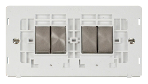 Scolmore SINBSPW-SMART4 - 2G Insert 2 x 2 Apertures Supplied With 4 x 10AX 2 Way Ingot Retractive Switch Modules - White Definity Scolmore - Sparks Warehouse
