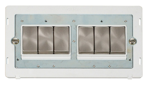 Scolmore SINBSPW-SMART6 - 2G Insert 2 x 3 Apertures Supplied With 6 x 10AX 2 Way Ingot Retractive Switch Modules - White Definity Scolmore - Sparks Warehouse