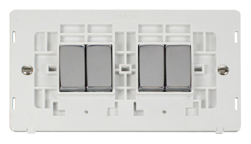 Scolmore SINCHPW-SMART4 - 2G Insert 2 x 2 Apertures Supplied With 4 x 10AX 2 Way Ingot Retractive Switch Modules - White Definity Scolmore - Sparks Warehouse