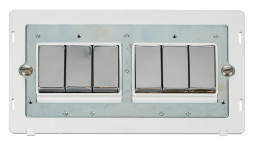 Scolmore SINCHPW-SMART6 - 2G Insert 2 x 3 Apertures Supplied With 6 x 10AX 2 Way Ingot Retractive Switch Modules - White Definity Scolmore - Sparks Warehouse