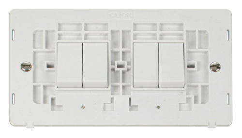 Scolmore SINPW-SMART4 - 2G Insert 2 x 2 Apertures Supplied With 4 x 10AX 2 Way Retractive Switch Modules - White Definity Scolmore - Sparks Warehouse