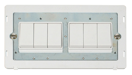 Scolmore SINPW-SMART6 - 2G Insert 2 x 3 Apertures Supplied With 6 x 10AX 2 Way Retractive Switch Modules - White Definity Scolmore - Sparks Warehouse