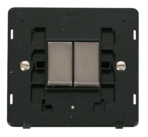 Scolmore SINSSBK-SMART2 - 1G Insert 2 Apertures Supplied With 2 x 10AX 2 Way Ingot Retractive Switch Modules - Black Definity Scolmore - Sparks Warehouse