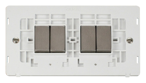 Scolmore SINSSPW-SMART4 - 2G Insert 2 x 2 Apertures Supplied With 4 x 10AX 2 Way Ingot Retractive Switch Modules - White Definity Scolmore - Sparks Warehouse