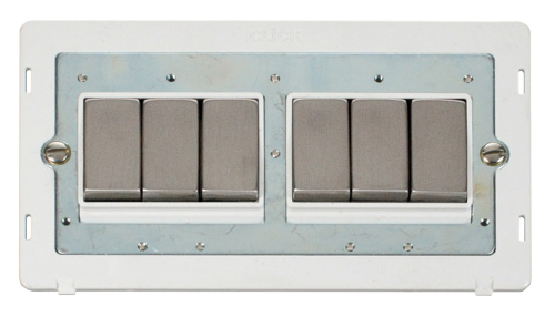 Scolmore SINSSPW-SMART6 - 2G Insert 2 x 3 Apertures Supplied With 6 x 10AX 2 Way Ingot Retractive Switch Modules - White Definity Scolmore - Sparks Warehouse