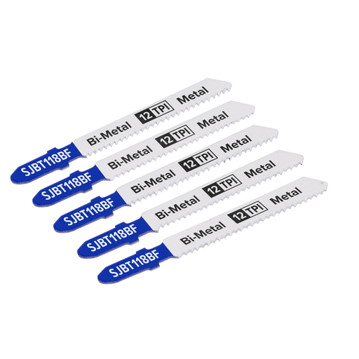 Sealey SJBT118BF - Jigsaw Blade Metal 75mm 12tpi - Pack of 5 Consumables Sealey - Sparks Warehouse