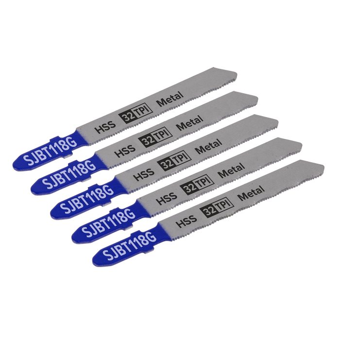 Sealey SJBT118G - Jigsaw Blade Metal 75mm 32tpi - Pack of 5 Consumables Sealey - Sparks Warehouse