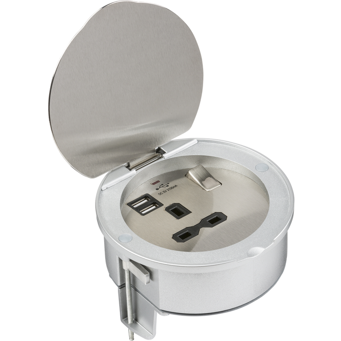 Knightsbridge SKR003A 13A 1G Recessed Socket With USB Charger PORTS KB Knightsbridge - Sparks Warehouse