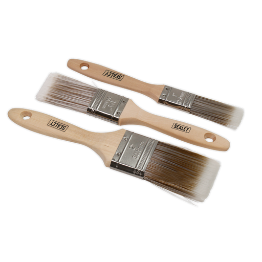 Sealey - SPBS3W Wooden Handle Paint Brush Set 3pc Consumables Sealey - Sparks Warehouse