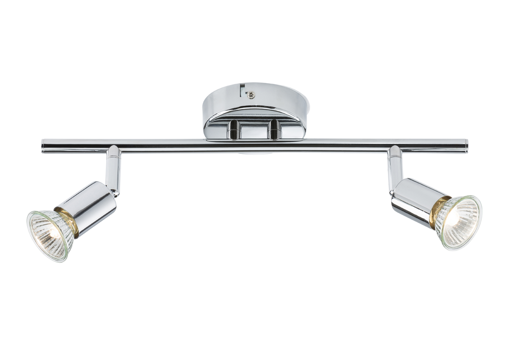 Knightsbridge NSPGU2C 230V GU10 2 x 50W Chrome Twin Adjustable Spotlight Bar ML Knightsbridge - Sparks Warehouse