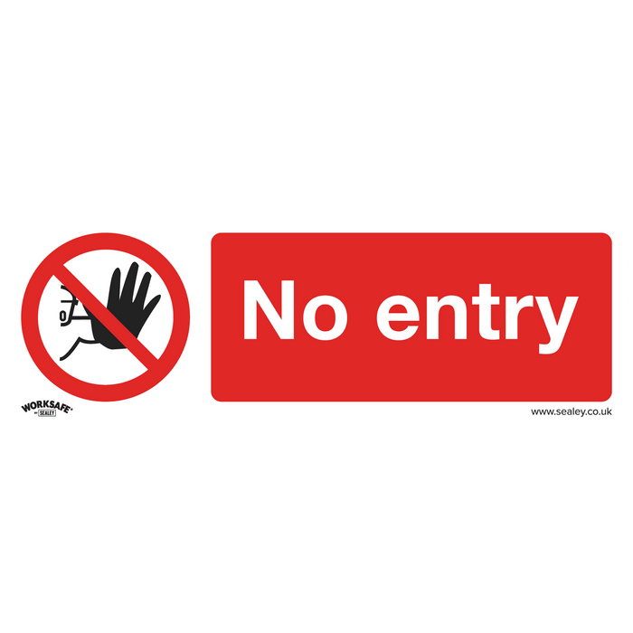 Sealey - SS14V10 No Entry - Prohibition Safety Sign - Self-Adhesive Vinyl - Pack of 10 Safety Products Sealey - Sparks Warehouse