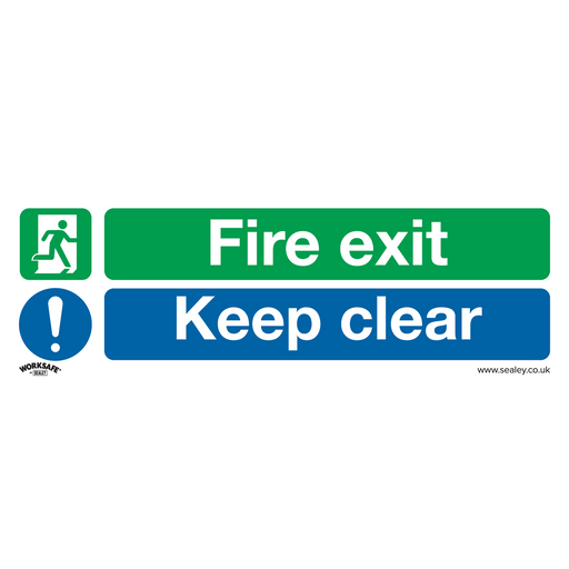 Sealey - SS18P1 Fire Exit Keep Clear - Safe Conditions Safety Sign - Rigid Plastic Safety Products Sealey - Sparks Warehouse
