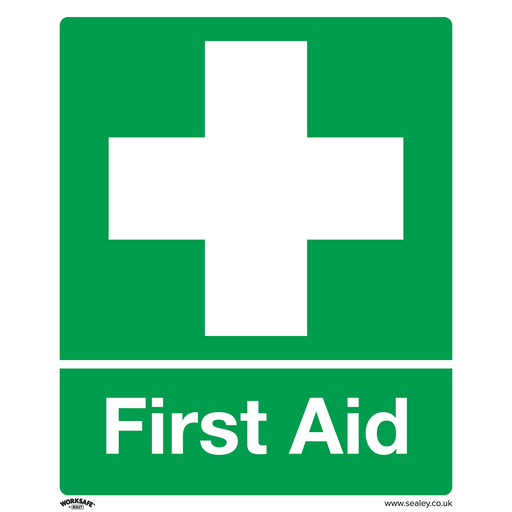 Sealey - SS26V1 First Aid - Safety Sign - Self-Adhesive Vinyl Safety Products Sealey - Sparks Warehouse