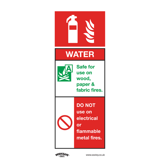 Sealey - SS27P10 Water Fire Extinguisher - Safe Conditions Safety Sign - Rigid Plastic - Pack of 10 Safety Products Sealey - Sparks Warehouse
