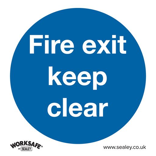 Sealey - SS2P10 Fire Exit Keep Clear - Mandatory Safety Sign - Rigid Plastic - Pack of 10 Safety Products Sealey - Sparks Warehouse