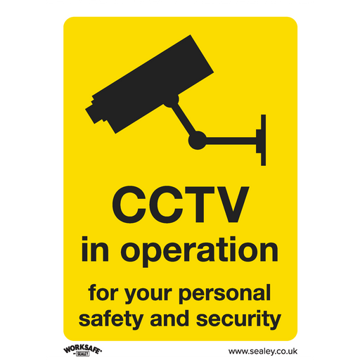 Sealey - SS40P1 CCTV - Warning Safety Sign - Rigid Plastic Safety Products Sealey - Sparks Warehouse