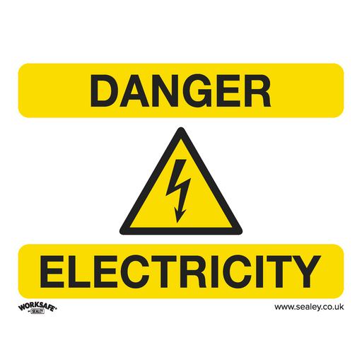Sealey - SS41P1 Danger Electricity - Warning Safety Sign - Rigid Plastic Safety Products Sealey - Sparks Warehouse