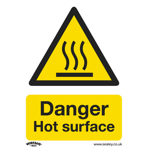 Sealey - SS42P1 Danger Hot Surface - Warning Safety Sign - Rigid Plastic Safety Products Sealey - Sparks Warehouse