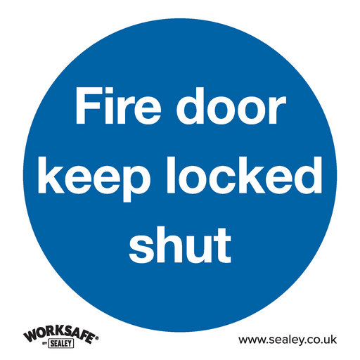 Sealey - SS4V1 Fire Door Keep Locked Shut - Mandatory Safety Sign - Self-Adhesive Vinyl Safety Products Sealey - Sparks Warehouse