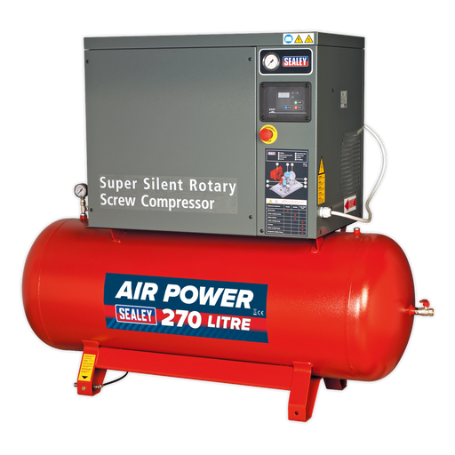Sealey - SSC12710 Screw Compressor 270L 10hp 3ph Low Noise Compressors Sealey - Sparks Warehouse
