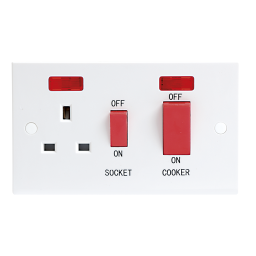 Knightsbridge ST8333N 45A DP COOKER Switch & 13A Switched Socket W/Neon KB Knightsbridge - Sparks Warehouse