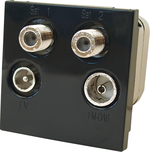 Knightsbridge SX7006NBK QUAD Modular Insert - RADIO, TV & 2 Satellite - Black KB Knightsbridge - Sparks Warehouse